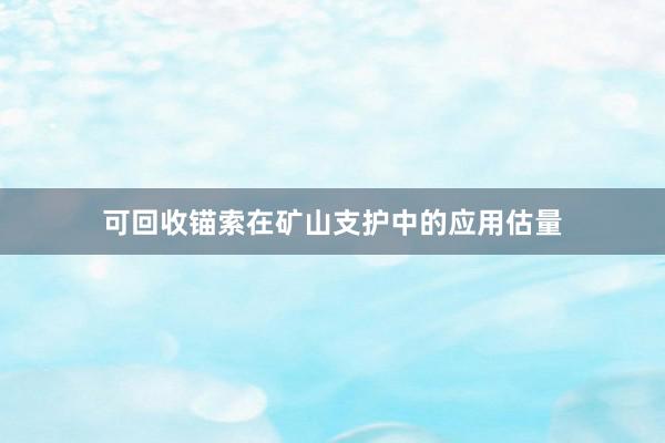 可回收锚索在矿山支护中的应用估量